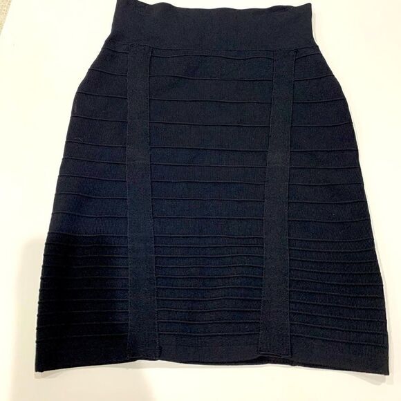 ROCK & REPUBLIC ribbed bodycon midi skirt bandage skirt black S - Picture 4 of 10